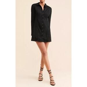 Free People Black Button-Up Mini Shirt Dress